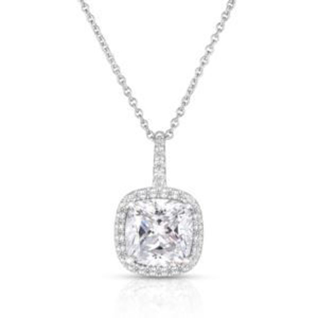 Picture of 14K White Gold White Topaz and Diamond Pendant Necklace