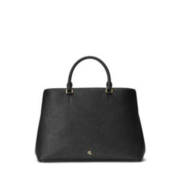 Picture of Hanna Crosshatch Large Leather Satchel Black