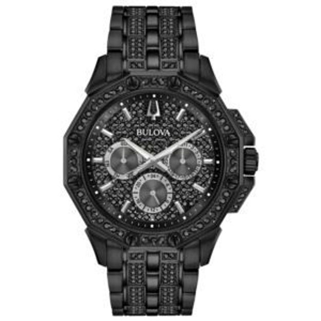 Picture of Mens Black IP & Black Swarovski Crystal Watch