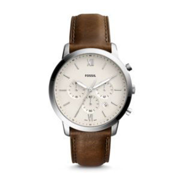 Picture of Mens Neutra Chronograph Brown Leather Watch White Dial