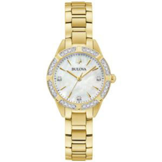 Picture of Ladies' Sutton Crystal Gold-Tone Stainless Steel Watch Mother-of-Pearl Dial