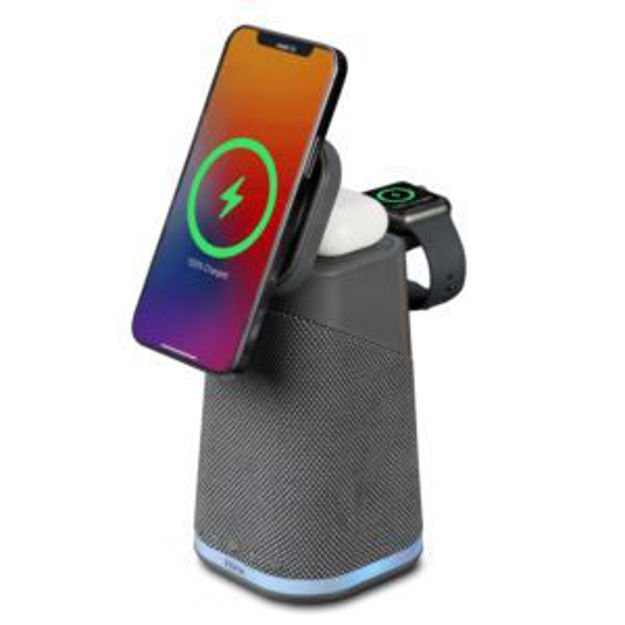 Picture of Power Tower Triple Wireless Charging Stand w/ Bluetooth Speaker