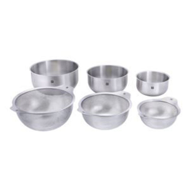 Picture of 6pc Prep Stainless Steel Nesting Bowl & Strainer Set Silver