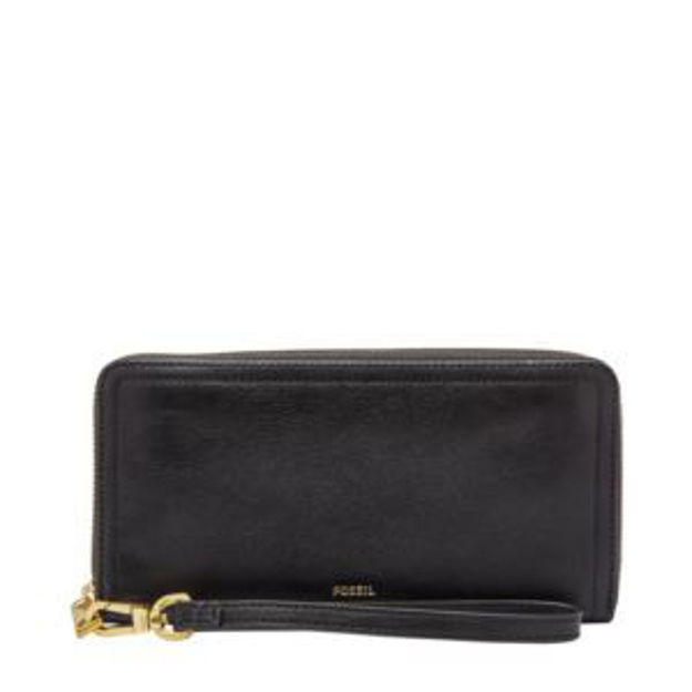 Picture of Logan Leather RFID Zip Around Clutch Wallet Black