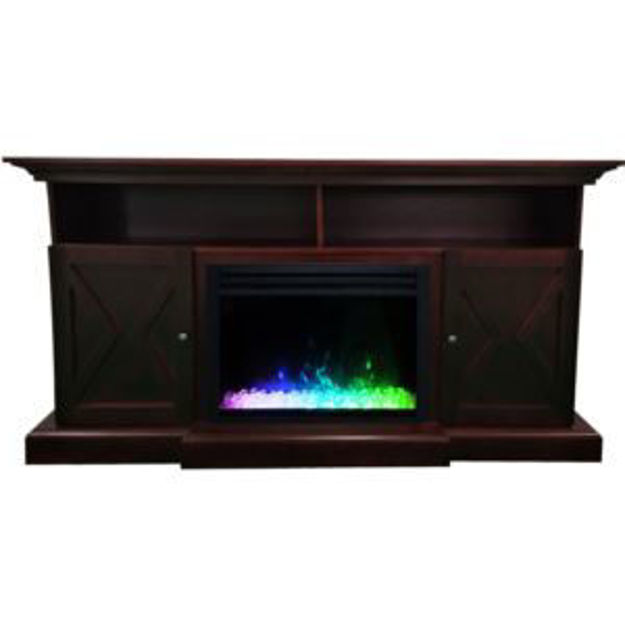 Picture of Summit 62-In. Farmhouse Fireplace TV Stand in Mahogany with 1500W Electric Heater Insert with Crysta