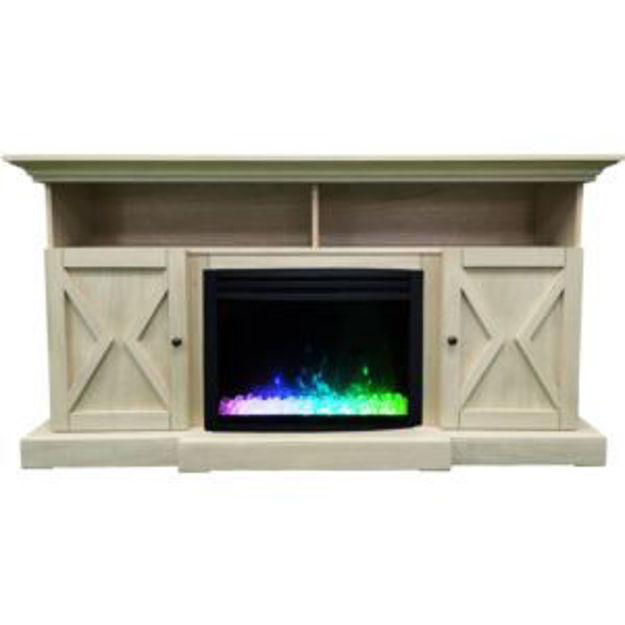 Picture of Summit 62-In. Farmhouse Fireplace TV Stand in Sandstone with 1500W Electric Heater Insert with Cryst