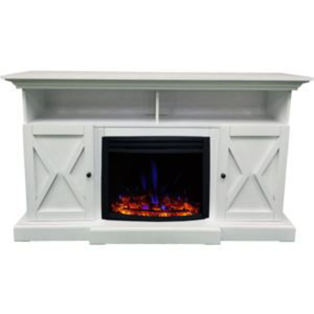 Picture of Summit 62-In. Farmhouse Fireplace TV Stand with Doors in White and 1500W Electric Heater Insert with