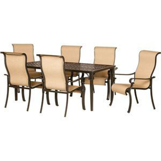 Picture of Brigantine 7-Piece Outdoor Patio Dining Set with a 40x70-In. Cast Top Aluminum Table and 6 Sling Sta