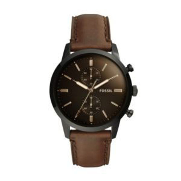 Picture of Mens Townsman Chronograph Dark Brown Leather Strap Watch Brown Dial