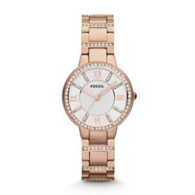 Picture of Ladies Virginia Crystal Rose Gold Watch Silver Dial