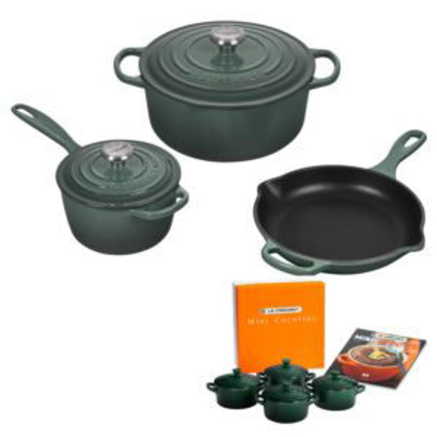 Picture of 5pc Cast Iron Cookware w/ 4pk 8oz Mini Cocottes Artichaut