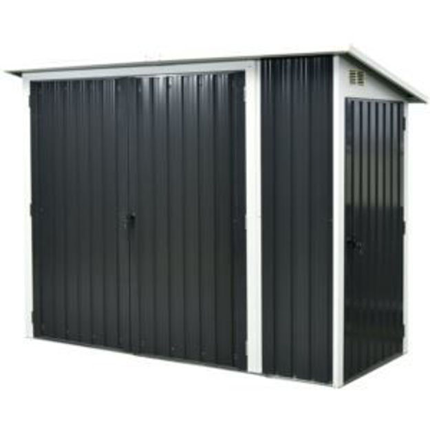 Picture of 3.6-Ft. x 8-Ft. x 5.75-Ft. Galvanized Steel 2-In-1 Multi-Use Shed with Separated Storage Compartment