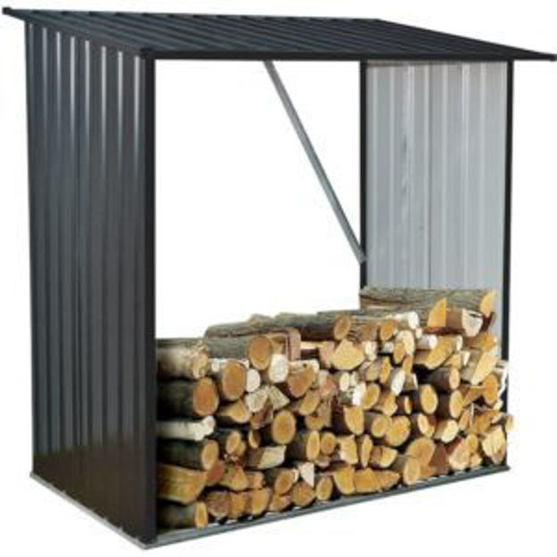 Picture of Indoor/Outdoor Galvanized Steel Woodshed Storage Rack Holds up to 55 Cu. Ft. of Stacked Firewood, Da