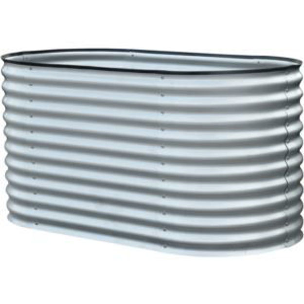 Picture of 63-In. Oval Open-Base Raised Garden Bed for Flowers, Herbs, and Vegetables - Galvanized Steel