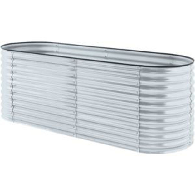 Picture of 94-In. Oval Open-Base Raised Garden Bed for Flowers, Herbs, and Vegetables - Galvanized Steel