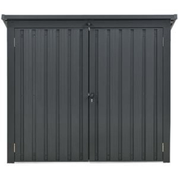 Picture of 3.3-Ft. x 5.2-Ft. x 4.4-Ft. Galvanized Steel Trash and Recyclables Storage Shed with 2-Point Locking