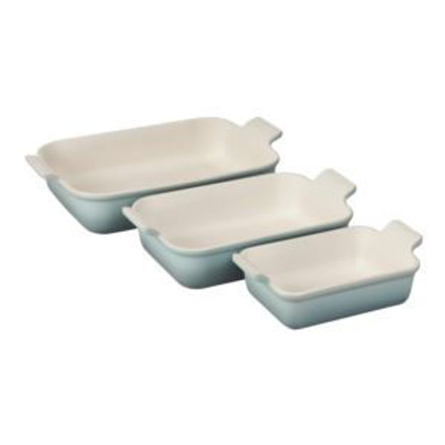 Picture of 3pc Heritage Stoneware Rectangular Baking Dish Set Sea Salt