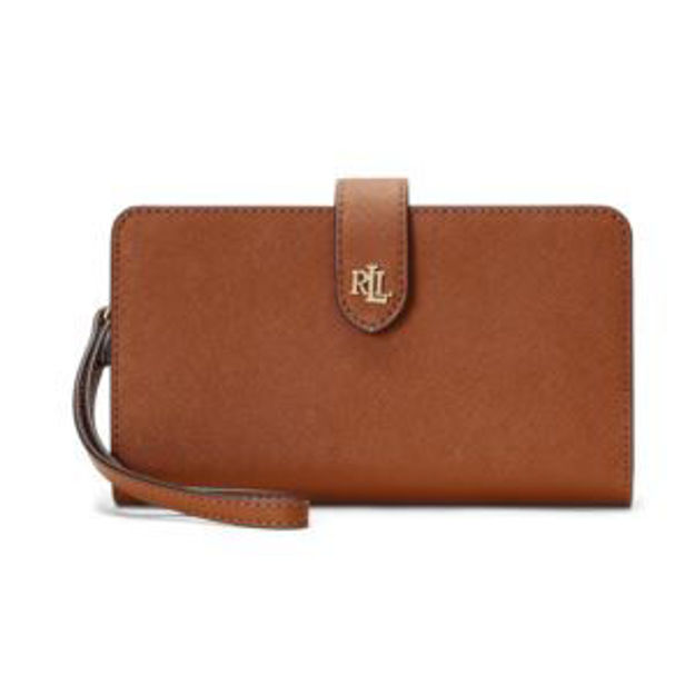 Picture of Crosshatch Leather Tech Wristlet Tan