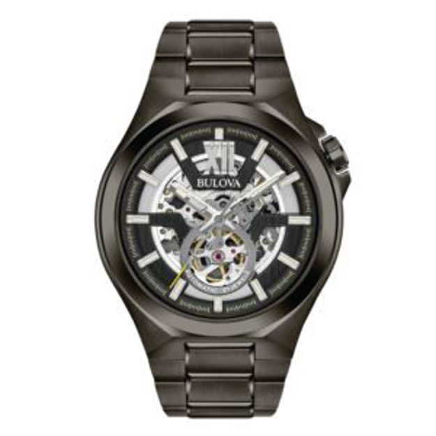 Picture of Men's Maquina Automatic Gunmetal IP Stainless Steel Watch Black Skeleton Dial