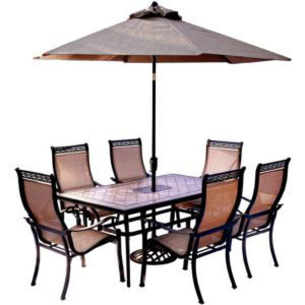 Picture of Monaco 7-Piece Dining Set with 9 Ft. Table Umbrella and Umbrella Stand