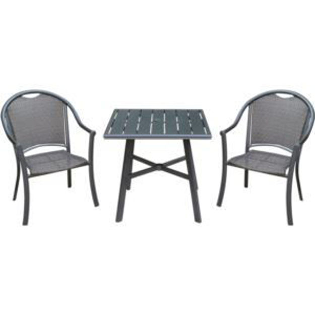 Picture of Bambray 3-Piece Commercial-Grade Patio Set with 2 Woven Dining Chairs and a 30-In. Aluminum Slat-Top