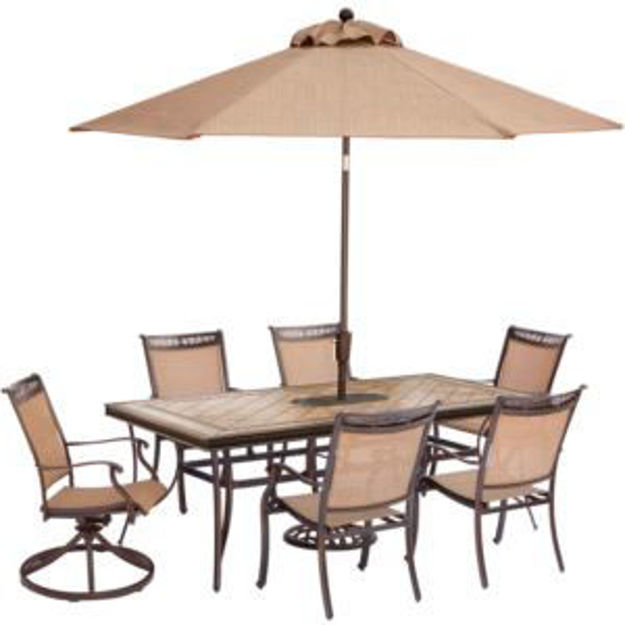 Picture of Fontana 7-Piece Dining Set with Two Swivel Rockers, Four Dining Chairs, a Tile-Top Dining Table, 9 F