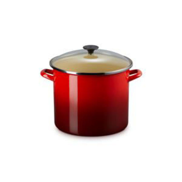 Picture of 12qt Enamel on Steel Traditional Covered Stockpot Cerise