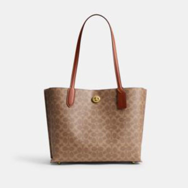 Picture of Willow Tote In Signature Canvas - Tan/Caramel