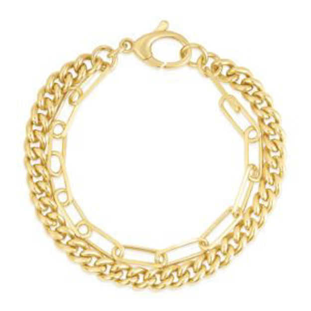 Picture of Curb and Paperclip Bracelet Gold