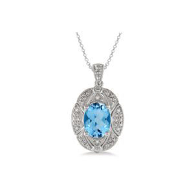 Picture of Blue Topaz & Diamond Oval Necklace