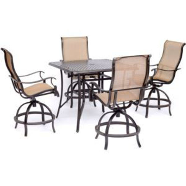 Picture of Manor 5-Piece High-Dining Set with 4 Contoured Swivel Chairs and a 42" x 42" Cast-top Table