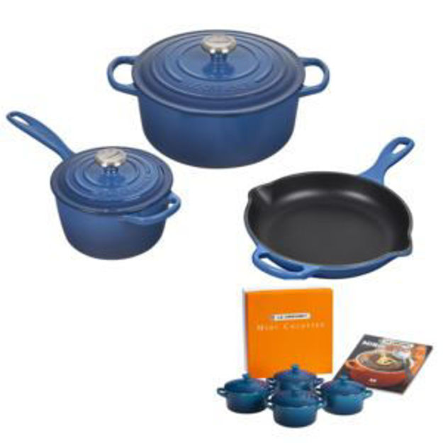 Picture of 5pc Cast Iron Cookware w/ 4pk 8oz Mini Cocottes Marseille