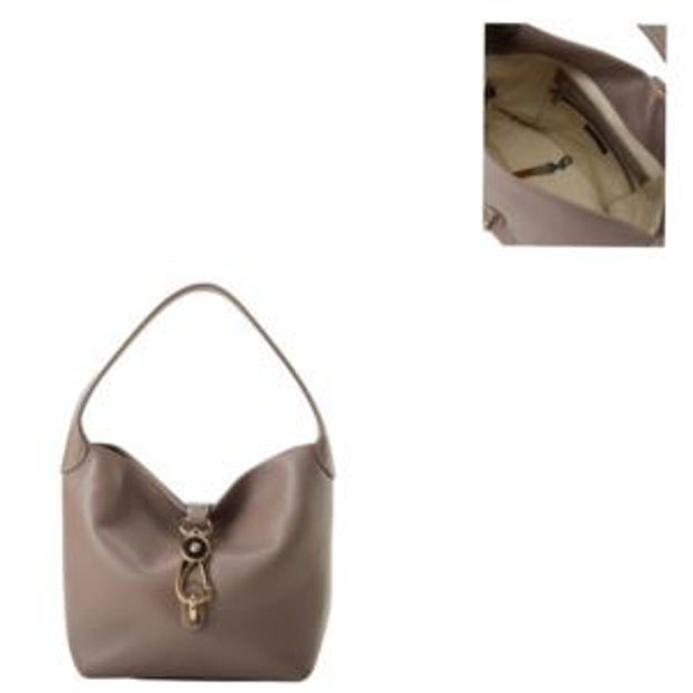 Picture of Lucca Leather Logo Lock Hobo