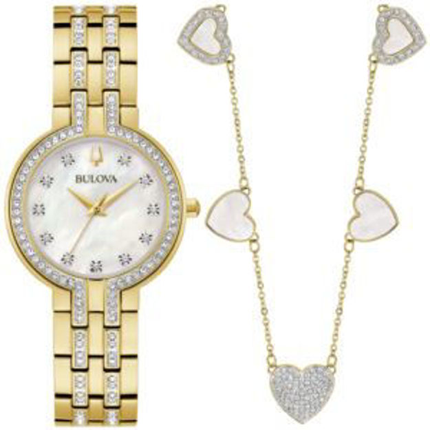 Picture of Ladies' Crystal Box Set w/ Gold-Tone Watch & Heart Necklace