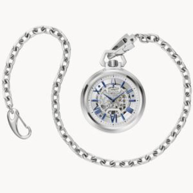 Picture of Sutton Silver-Tone Stainless Steel Automatic Pocket Watch Silver-White Dial