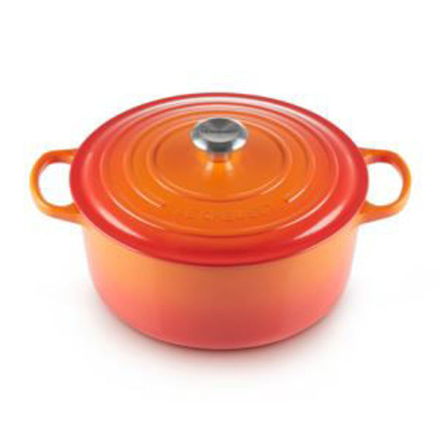 Picture of 7.25qt Signature Cast Iron Round Dutch Oven Flame