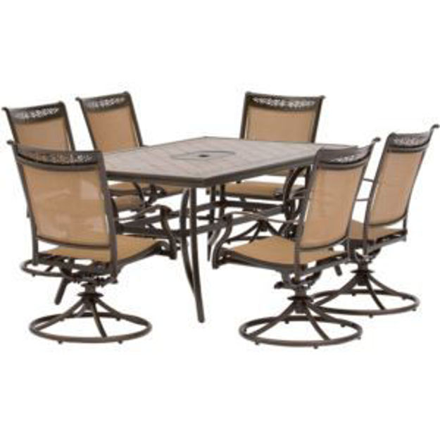 Picture of Fontana 7-Piece Dining Set with Six Swivel Rockers and a Large Tile-Top Dining Table