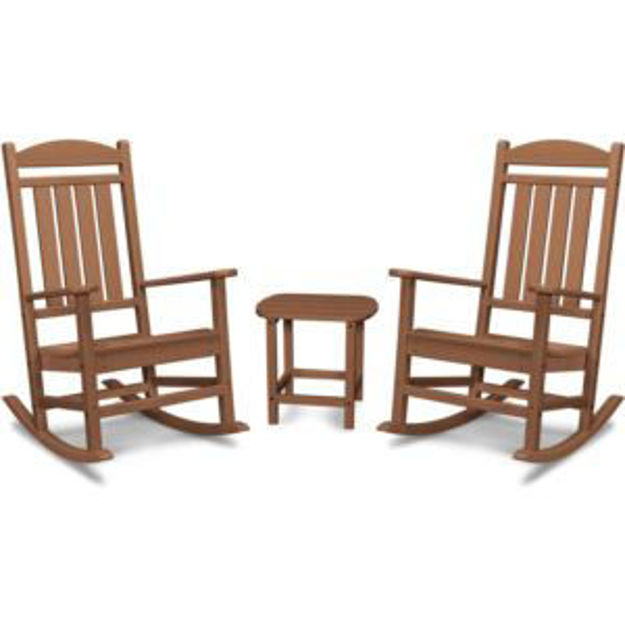 Picture of Pineapple Cay All-Weather Porch Rocking Chair Set with 2 Rockers and an 19" x 15" Side Table Side Ta