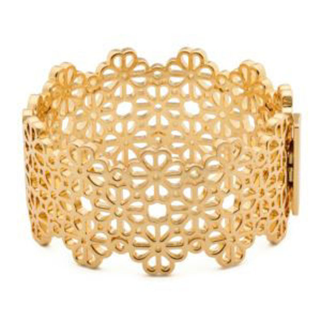 Picture of Spade Flower Lace Wide Bangle - Gold