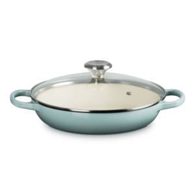 Picture of 2.25qt Signature Cast Iron Braiser w/ Glass Lid Sea Salt