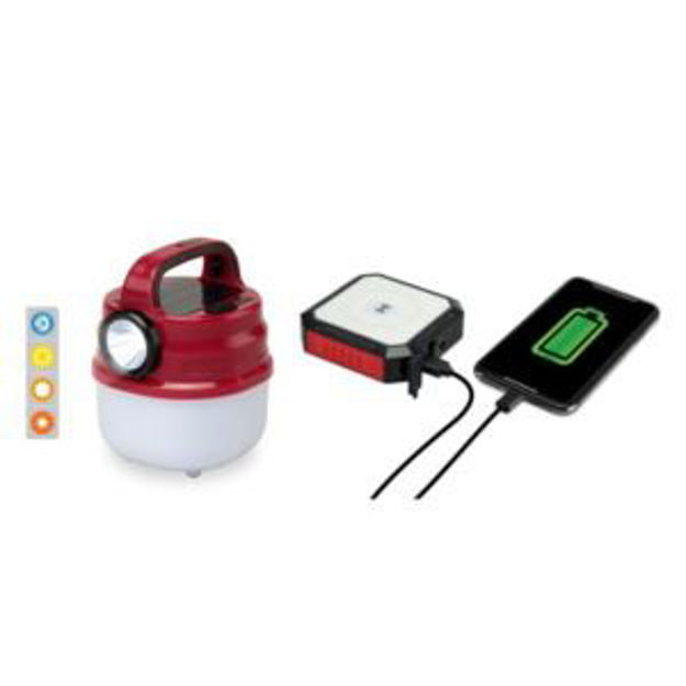 Picture of Solar Powerbank w/ LED Light and Wireless Charger and Camp + Bluetooth Speaker