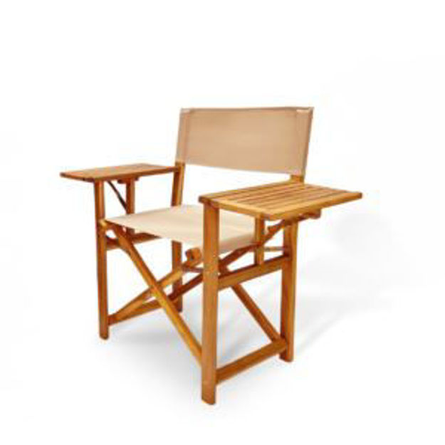 Picture of Walker Outdoor Wooden Folding Directors Chair w/ Side Tables