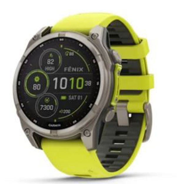 Picture of fenix  8 - 47 mm, Solar-  Sapphire, Titanium with Amp Yellow/Graphite Silicone Band