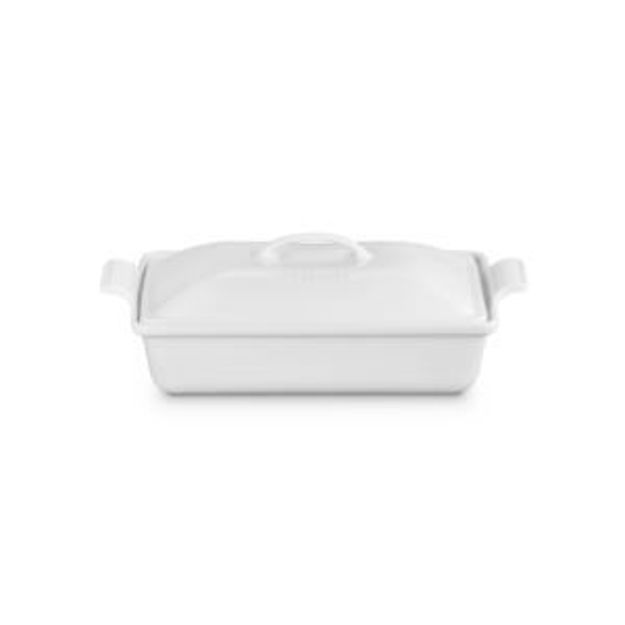 Picture of 4qt Heritage Stoneware Covered Rectangular Casserole White