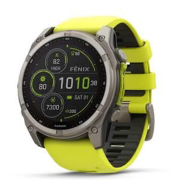 Picture of fenix 8 - 51 mm, Solar - Sapphire, Titanium with Amp Yellow/Graphite Silicone Band