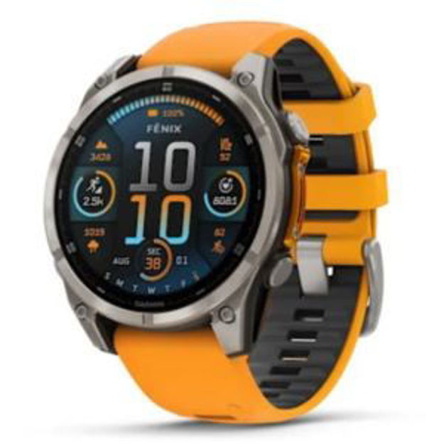 Picture of fenix 8 - 47 mm, AMOLED, Sapphire, Titanium with Spark Orange/Graphite Silicone Band