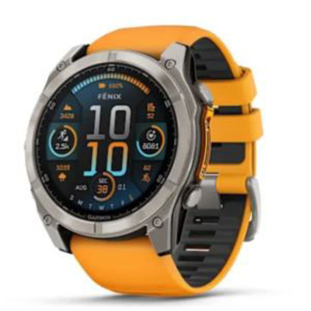 Picture of fenix  8 - 51 mm, AMOLED - Sapphire, Titanium with Spark Orange/Graphite Silicone Band