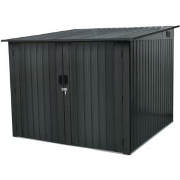 Picture of Galvanized Steel Bicycle Storage Shed with Twist Lock and Key for up to 4 Bikes, Dark Gray