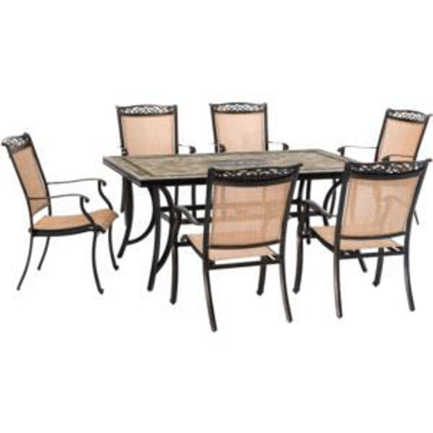Picture of Fontana 7-Piece Dining Set with Six Stationary Dining Chairs and a Large Tile-Top Table