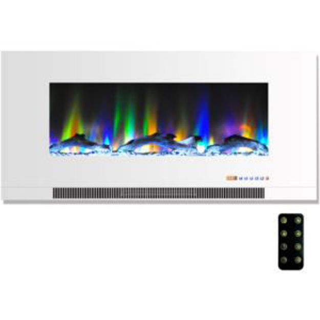 Picture of 42-In. Wall Mounted Electric Fireplace Heater with Remote Control, Multicolor Flames, and Driftwood